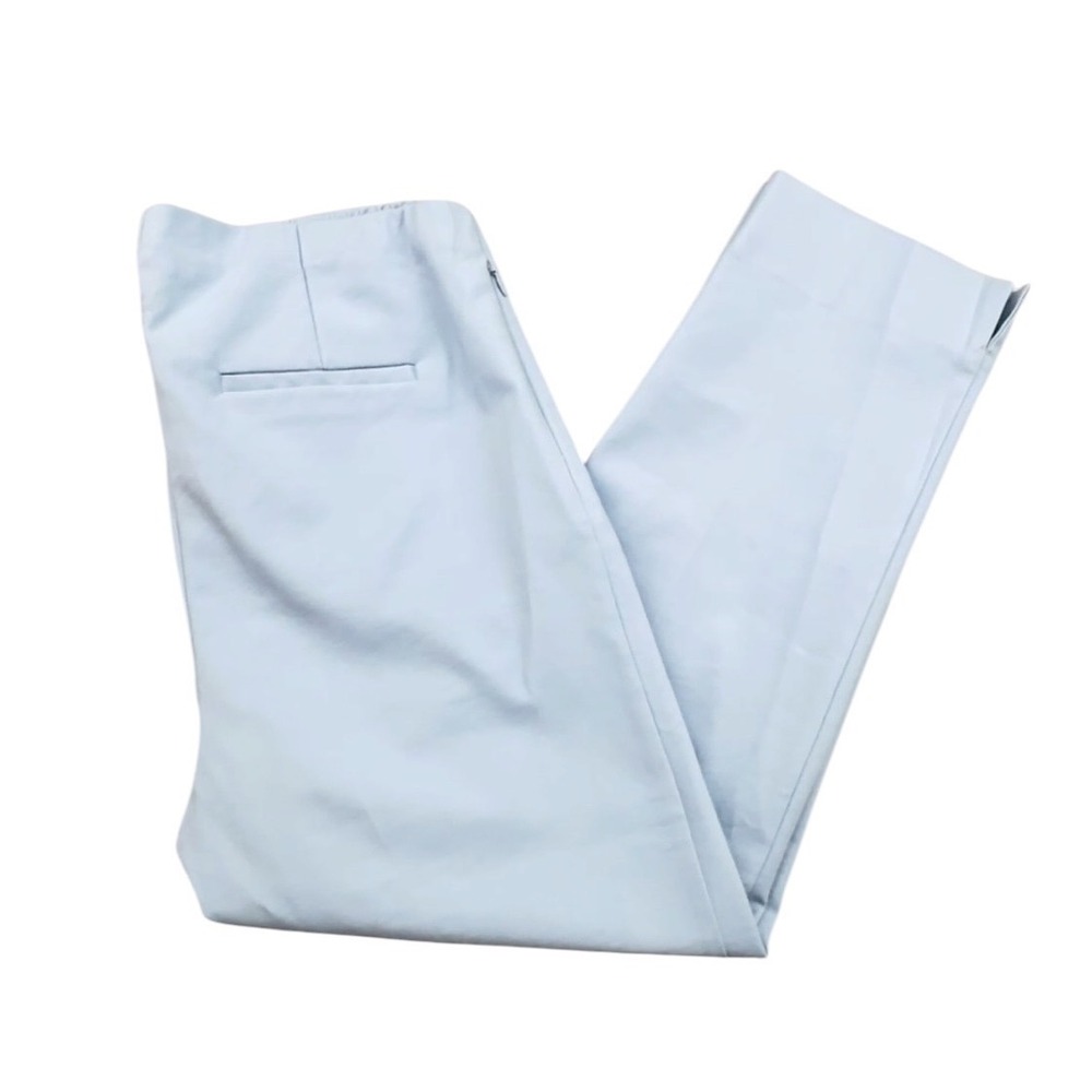 J. Jill Pants Womens 16 Ice Blue Cotton Blend Stretch Straight Leg Elastic Waist